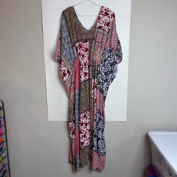 Gigio Women’s Medium Bohemian Patchwork Kaftan Coverup Maxi Boho Festival Beachy - Picture 11 of 11